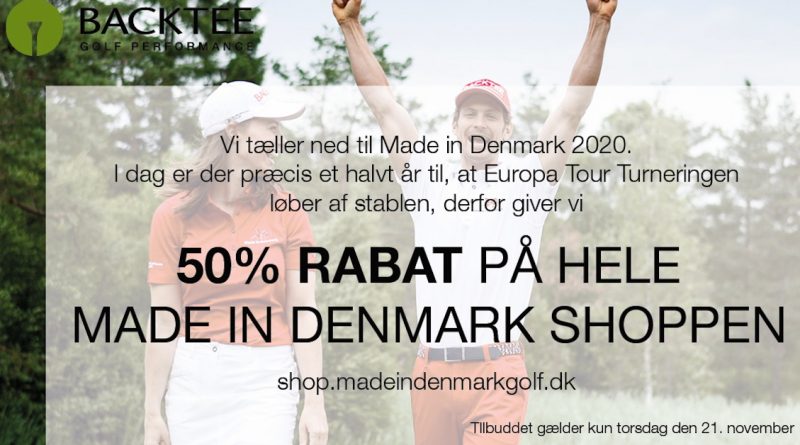 giver BACKTEE 50 % på HELE Made Denmark shoppen - 19hul.dk - golf